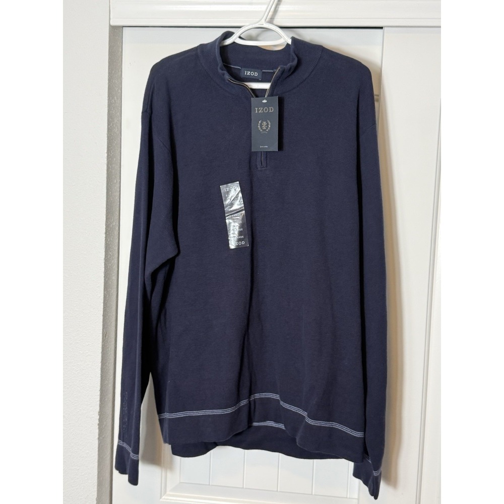 New Izod 1/4 Zip Sweatshirt Sweater Mens XL  Blue Heathered Long Sleeve Pullov